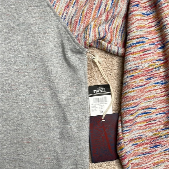 Gray Hoodie with Multicolor Sleeves - Picture 3 of 4